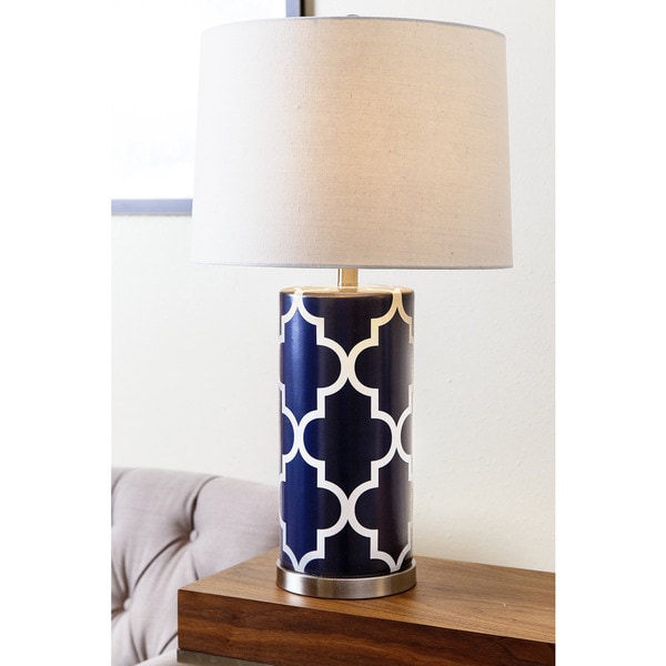 ABBYSON LIVING Madison Navy Blue Lattice Table Lamp 17365600