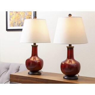 ABBYSON LIVING Lauren Ox Blood Red Ceramic Table Lamp (Set of 2)