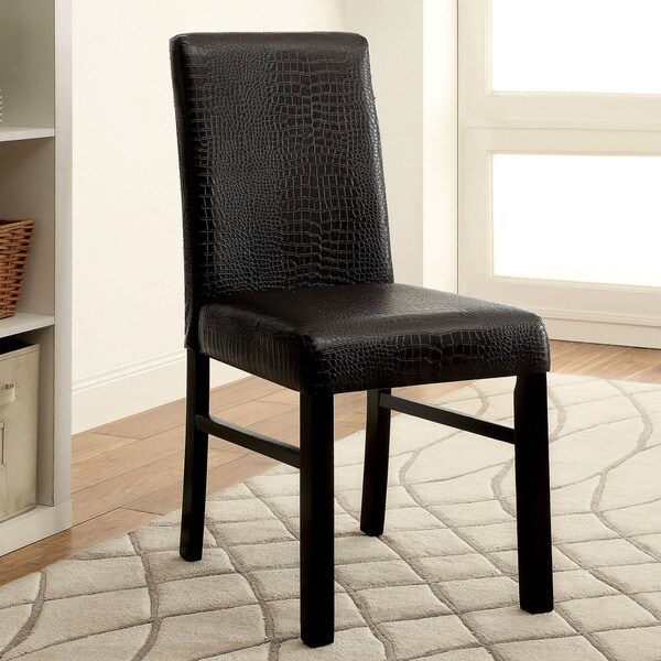 Furniture of America Dymen Brown Crocodile Leatherette Side Chair (Set of 2)