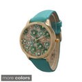 Olivia Pratt Metal Floral Faux Leather Watch