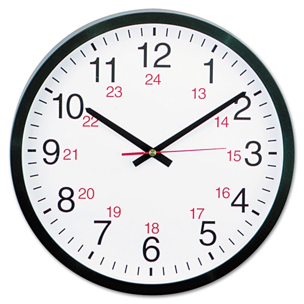 Universal 24-Hour Black Round Wall Clock
