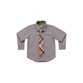 Future Trillionaire Boys Solid Shirt with Plaid Neck Tie in Grey