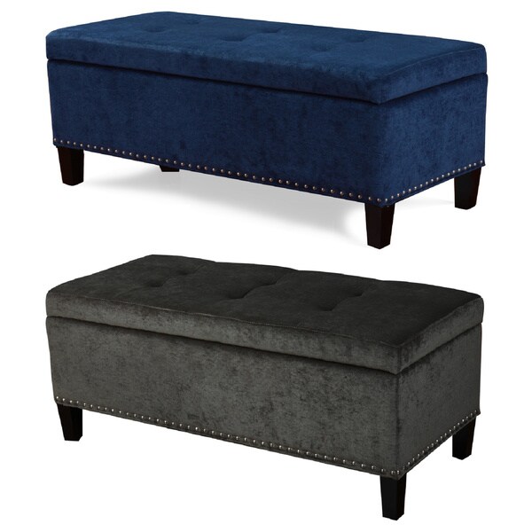 Adeco Microfiber Tufted Rectangle Storage Bench Ottoman