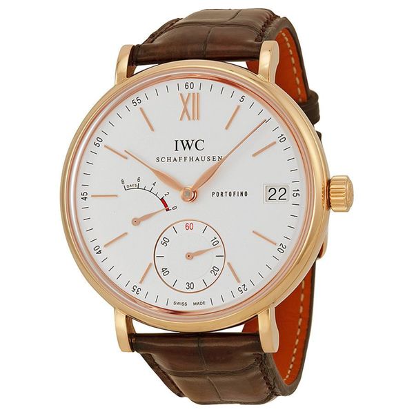 IWC Men's IW510107 'Portofino' Automatic Chronograph 18kt Rose Gold and leather Brown Leather Watch