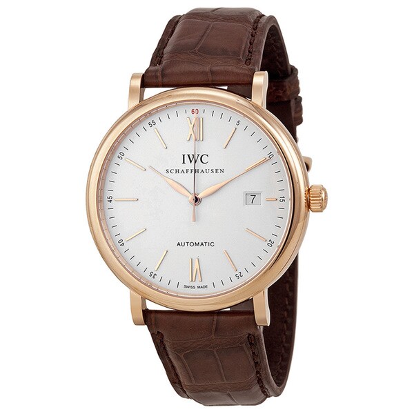 IWC Men's IW356504 'Portofino' Automatic 18kt Rose Gold and Brown Leather Watch