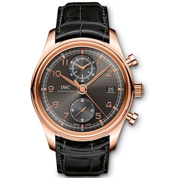 IWC Men's IW390405 'Portuguese' Automatic Chronograph 18kt Rose Gold and Black Leather Watch