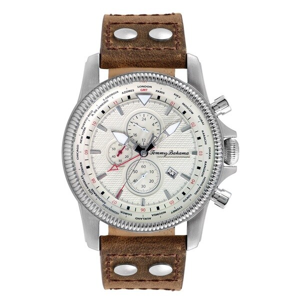 Tommy Bahama Men's 'Pilot' Chronograph Leather Strap Watch