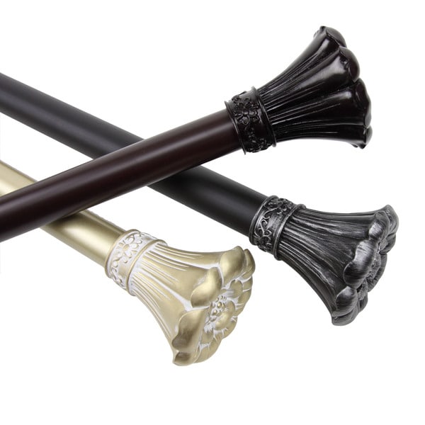 Lotus Adjustable Antiqued Cocoa Curtain Rod with Finial
