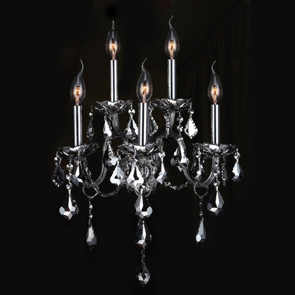 Provence Style 5light Chrome Crystal Candle Wall Sconce Light