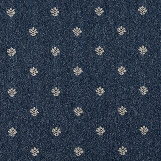 C604 Navy Blue and Beige Leaves Country Style Upholstery Fabric