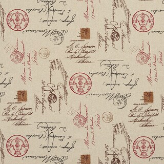 Brown Black and Red Vintage Envelopes Novelty Upholstery Fabric