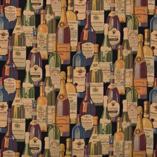 French And Italian Wine Bottles Themed Tapestry Upholstery Fabric