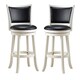 Watson White Solid Wood Swivel Bar Stool with Black Faux Leather Upholstered Seat (Set of 2)