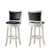Watson White Solid Wood Swivel Bar Stool with Black Faux Leather Upholstered Seat (Set of 2)