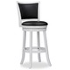 Watson White Solid Wood Swivel Bar Stool with Black Faux Leather Upholstered Seat (Set of 2)
