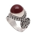 Sterling Silver 'Incandescent Moon' Carnelian Ring (Indonesia)