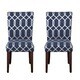 HomePop Navy Blue Cream Lattice Elegance Parson Chairs (Set of 2)