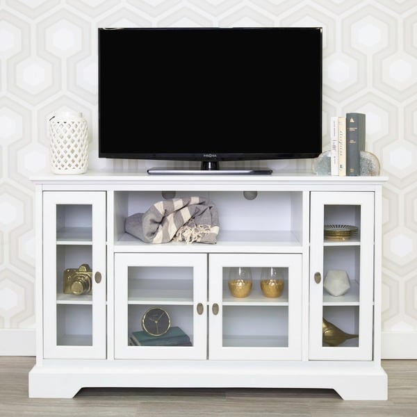 52" White Wood Highboy Style TV Stand - 17411379 ...