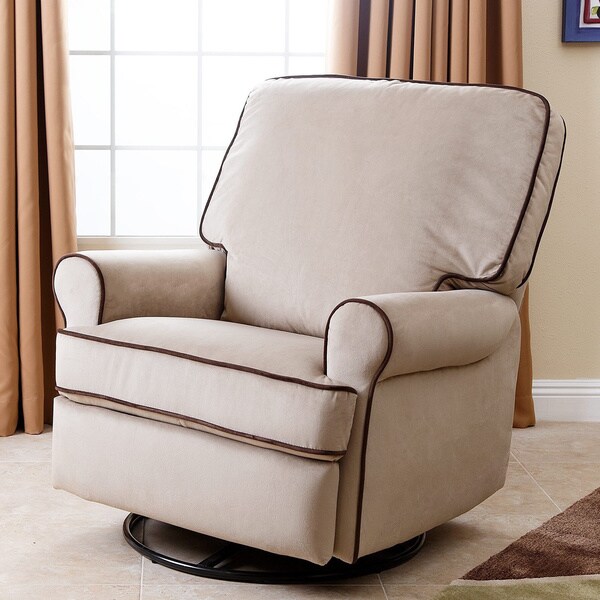 ABBYSON LIVING Bentley Sand Fabric Swivel Glider Recliner Chair
