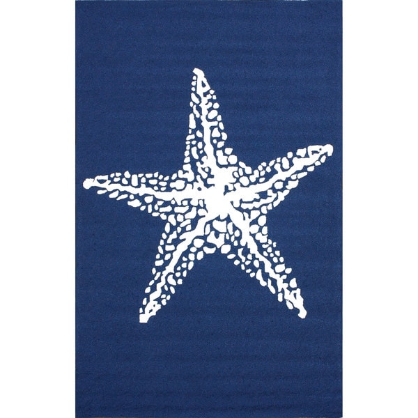 Nautical starfish rug blue carpet handmade patio furniture decor