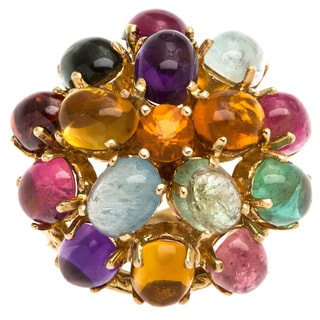 14k Yellow Gold Multi-color Dome Estate Ring