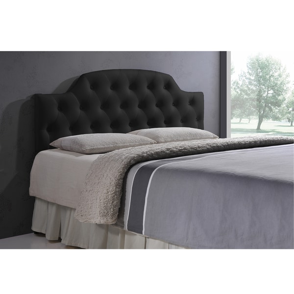 Baxton Studio Weaver Black Contemporary Scallop-Cornered Black Faux Leather Upholstered Button Tufted headboard