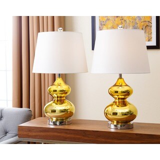 ABBYSON LIVING Sophia Gold Chrome Glass Table Lamp (Set of 2)