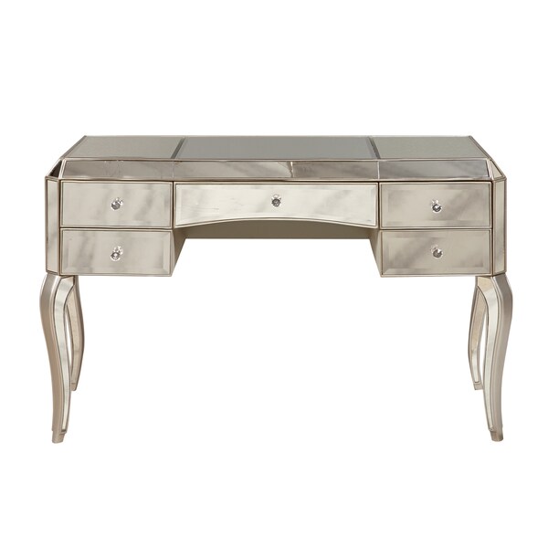 Metallic Silver Finish Mirrored Desk 17422067