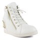 Fahrenheit Women's Quilted Gold Metal Plaque Women's Wedge Sneakers