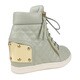 Fahrenheit Women's Quilted Gold Metal Plaque Women's Wedge Sneakers