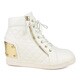 Fahrenheit Women's Quilted Gold Metal Plaque Women's Wedge Sneakers