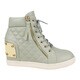 Fahrenheit Women's Quilted Gold Metal Plaque Women's Wedge Sneakers