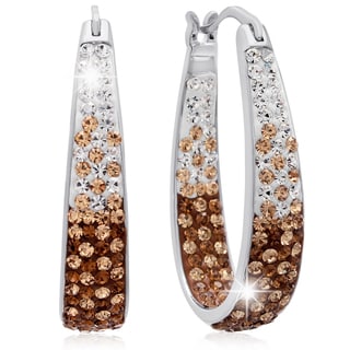Ombre Champagne Swarovski Elements Crystal Hoop Earrings, 1 Inch