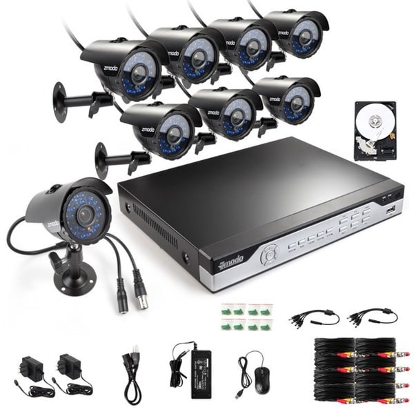 Zmodo 8-channel 960H HDMI DVR Surveillance Security System with 8 High-Res Weatherproof Cameras and 1TB HDD Installed