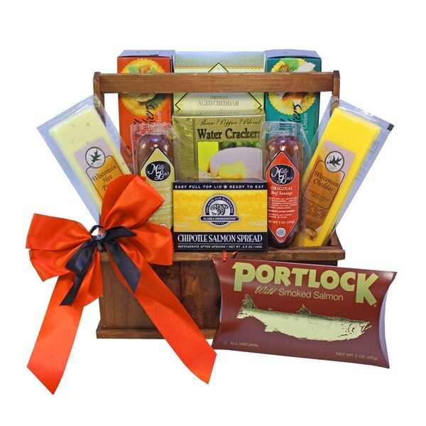 Meat and Cheese Lovers Gourmet Food Gift Basket with Smoked Salmon