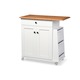 Balmore Modern and Contemporary White Lacquered Wood Kitchen Cart Trolley Cabinet