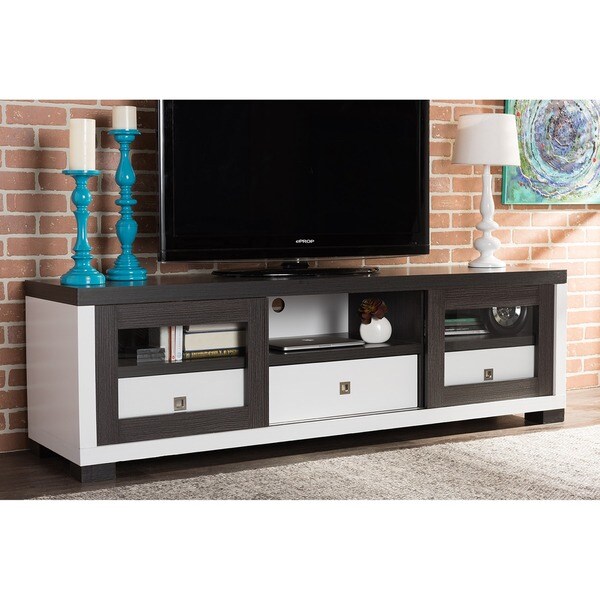 Oxley 70Inch Modern and Contemporary Twotone White and Dark Brown TV