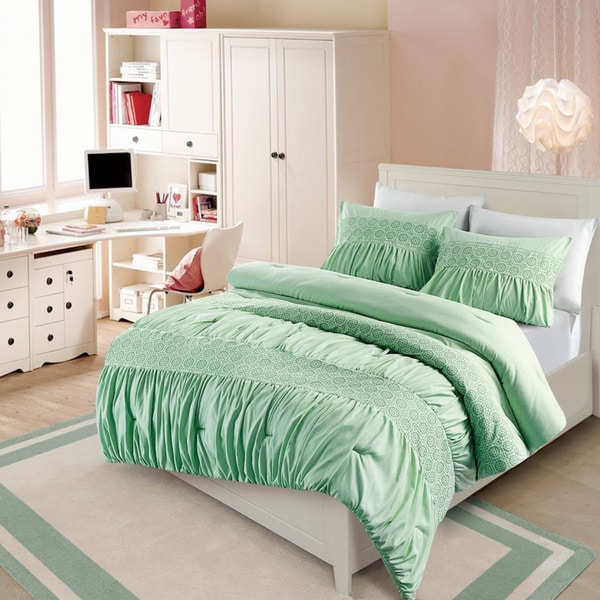 vcny janeth rouched eyelet 3 piece comforter set vcny janeth rouched eyelet 3 piece comforter set
