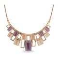Rose-tone Square Bib Crystal Necklace