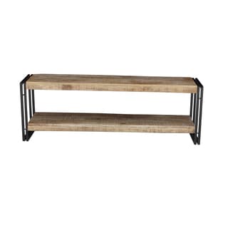 Timbergirl Handcrafted Reclaimed Wood and Metal Bench with Shelf (India)