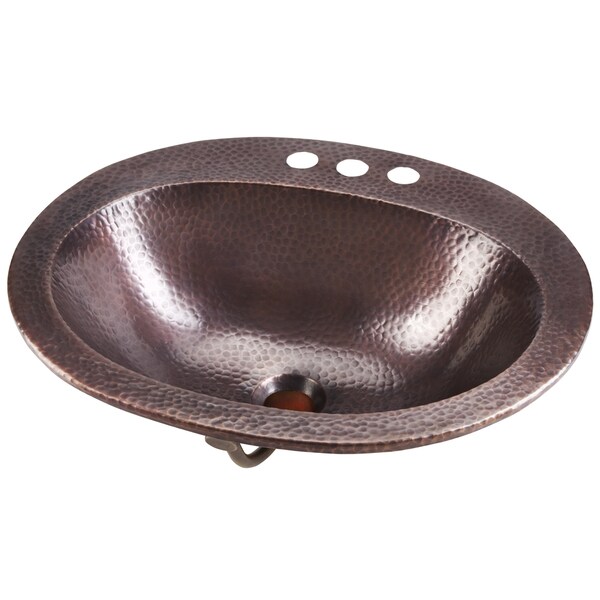 ... inch Undermount Handmade Bath Copper Sink with Overflow in Aged Copper