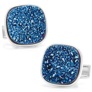 STERLING BLUE SQUARE DRUZY CUFFLINKS