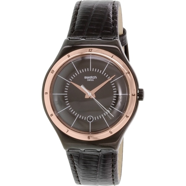 Swatch Men's YWB403 'Irony' Black Leather Watch