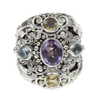 Sterling Silver 'Butterfly Queen' Multi-gemstone Ring (Indonesia)