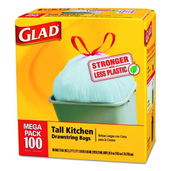 Glad Tall Kitchen White 13-gallon Drawstring Bags