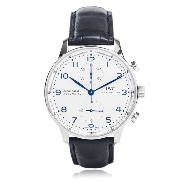 IWC Men's IW371446 'Portuguese' Chronograph Automatic Blue Leather Watch