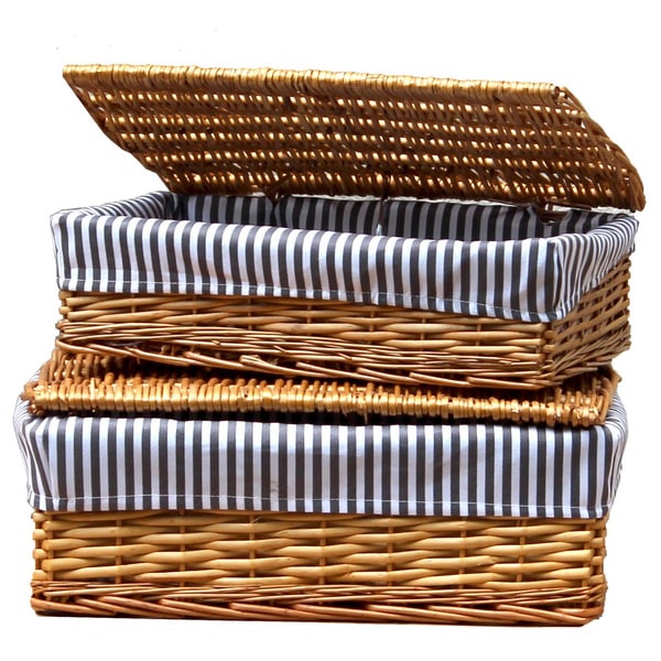 Lined Storage Baskets with Lids (Set of 2) 17446463