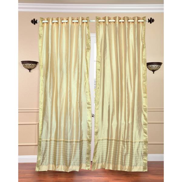 84-inch Forest Green Ring Top Sheer Sari Curtain Drape Window Panel ...