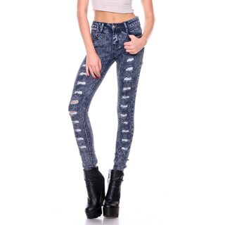 Stanzino Women's Distressed Stone Wash Skinny Jeans