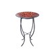 18-inch Red/ Gold Mosaic Glass Birdbath with Metal Stand